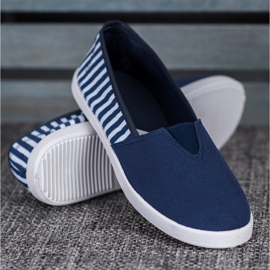 SHELOVET Slipons bleu marine à rayures 1