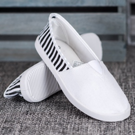 SHELOVET Slipons Blancs À Rayures blanche 1
