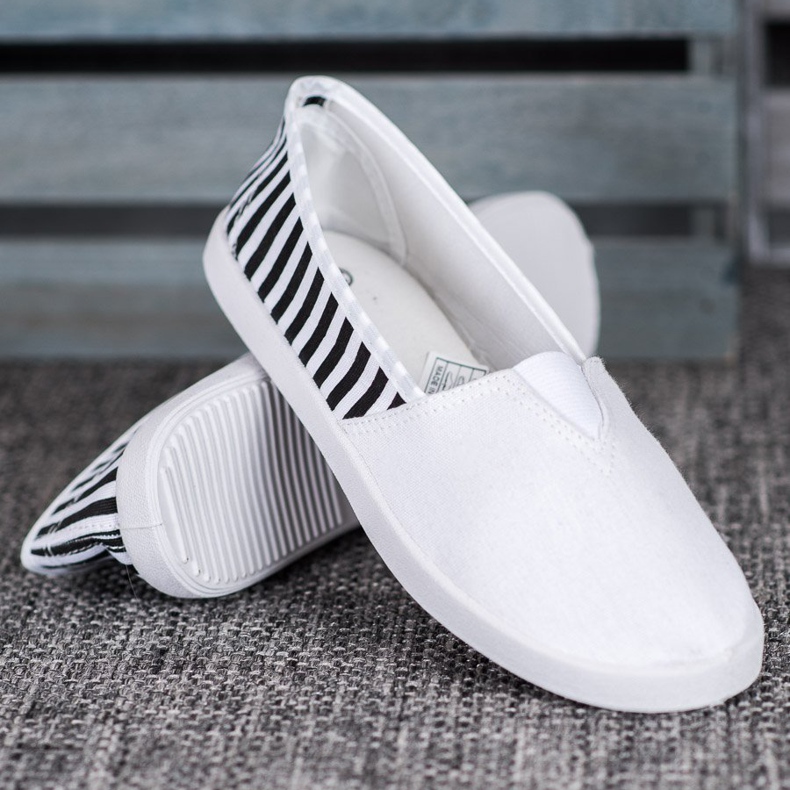 SHELOVET Slipons Blancs À Rayures blanche 1