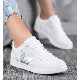 SHELOVET Chaussures Blanches Avec Inserts Holo 1