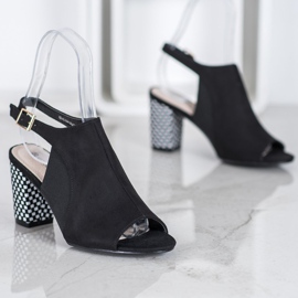 Goodin Sandales assemblées à talon à carreaux noir 2