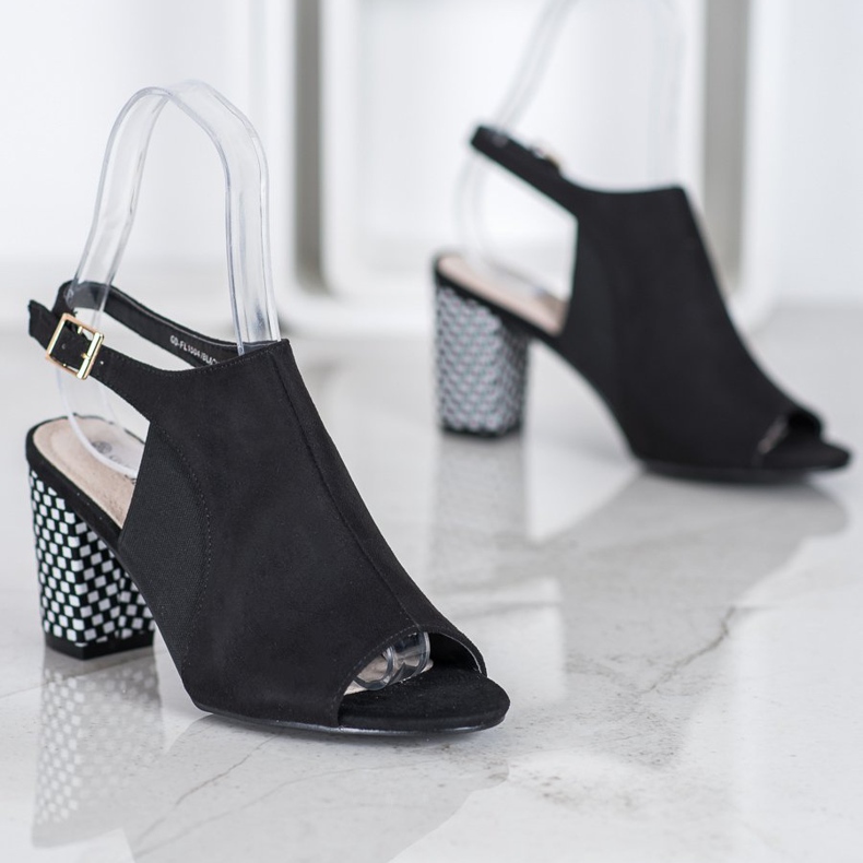 Goodin Sandales assemblées à talon à carreaux noir 2