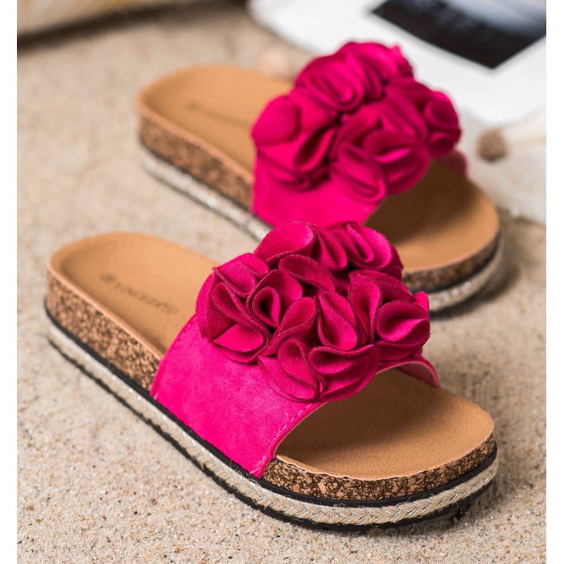Chaussons Confortables à Fleurs VINCEZA rose 2