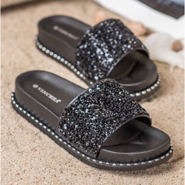 Chaussons sur la plateforme VINCEZA noir 1