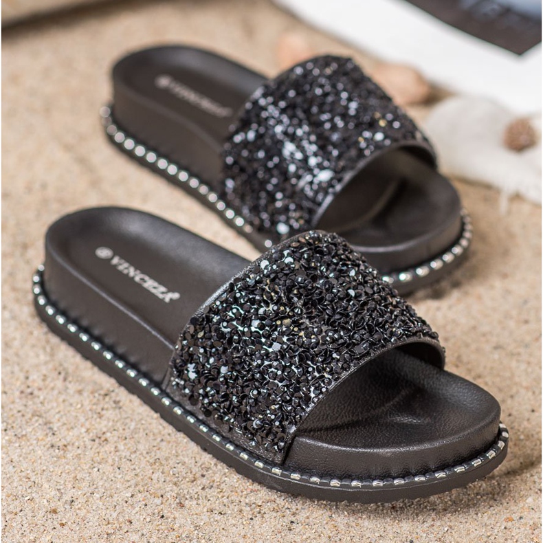 Chaussons sur la plateforme VINCEZA noir 1