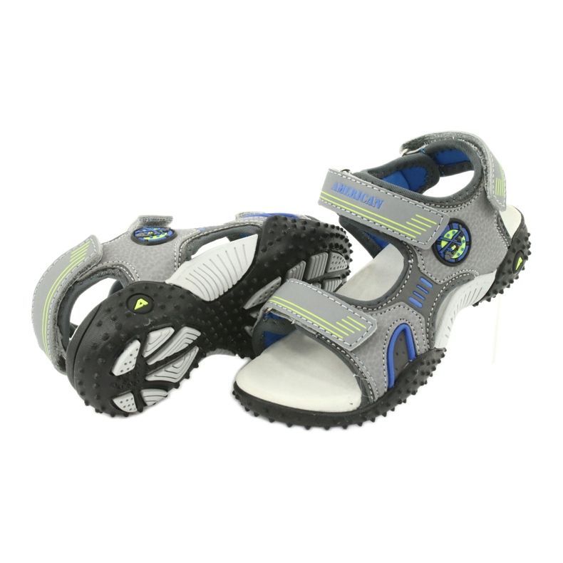 American Club Sandales semelle intérieure cuir American HL20/20, gris-bleu 3