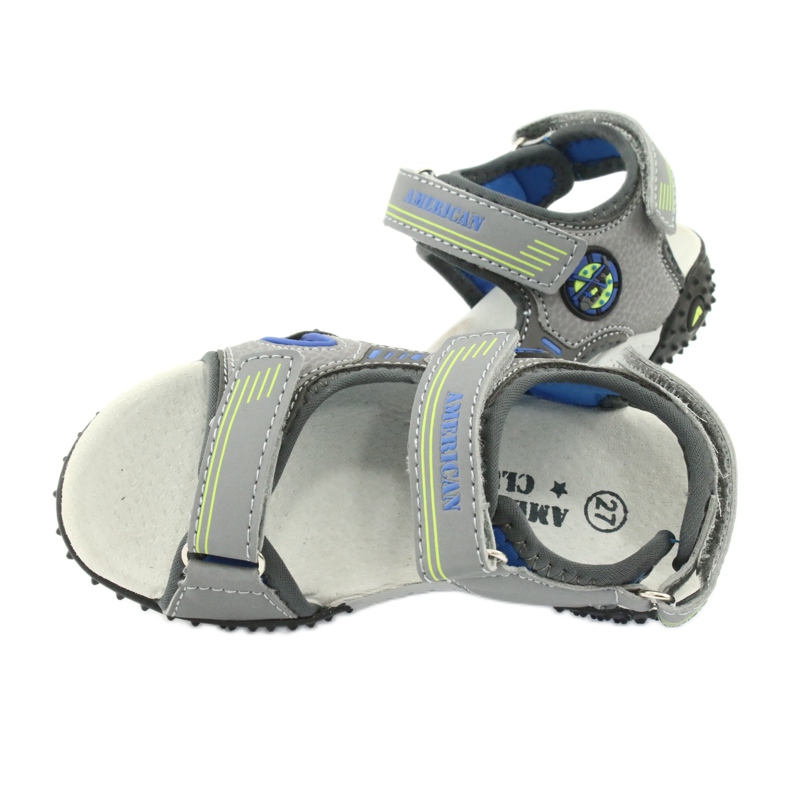 American Club Sandales semelle intérieure cuir American HL20/20, gris-bleu 4