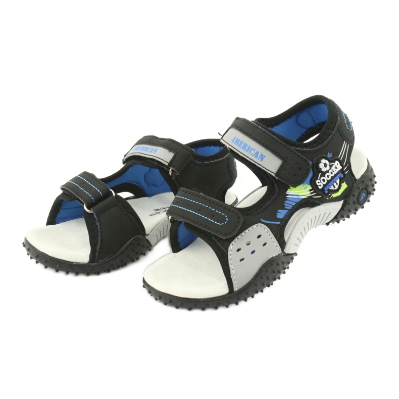 American Club Sandals en cuir insert HL21 / 20 noir / bleu 2