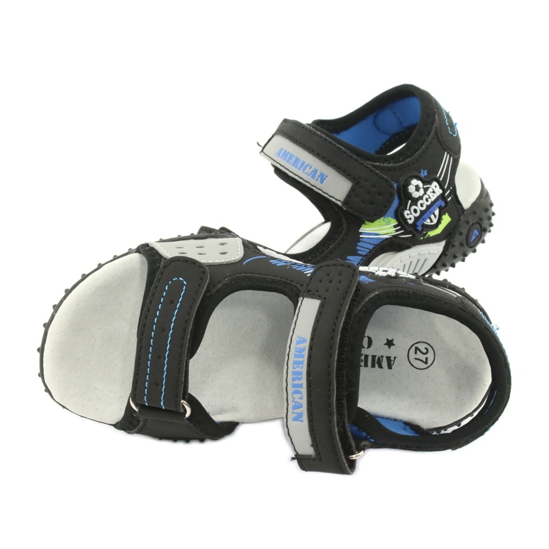 American Club Sandals en cuir insert HL21 / 20 noir / bleu le noir 4