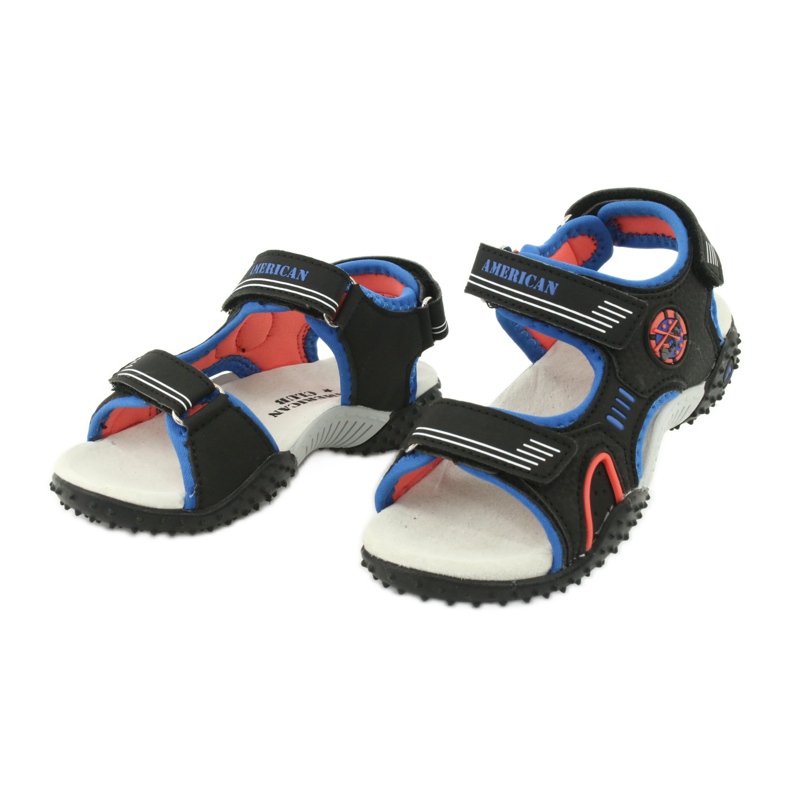 American Club Sandales semelle intérieure cuir American HL20/20, noir/bleu 2