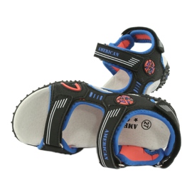 American Club Sandales semelle intérieure cuir American HL20/20, noir/bleu 4