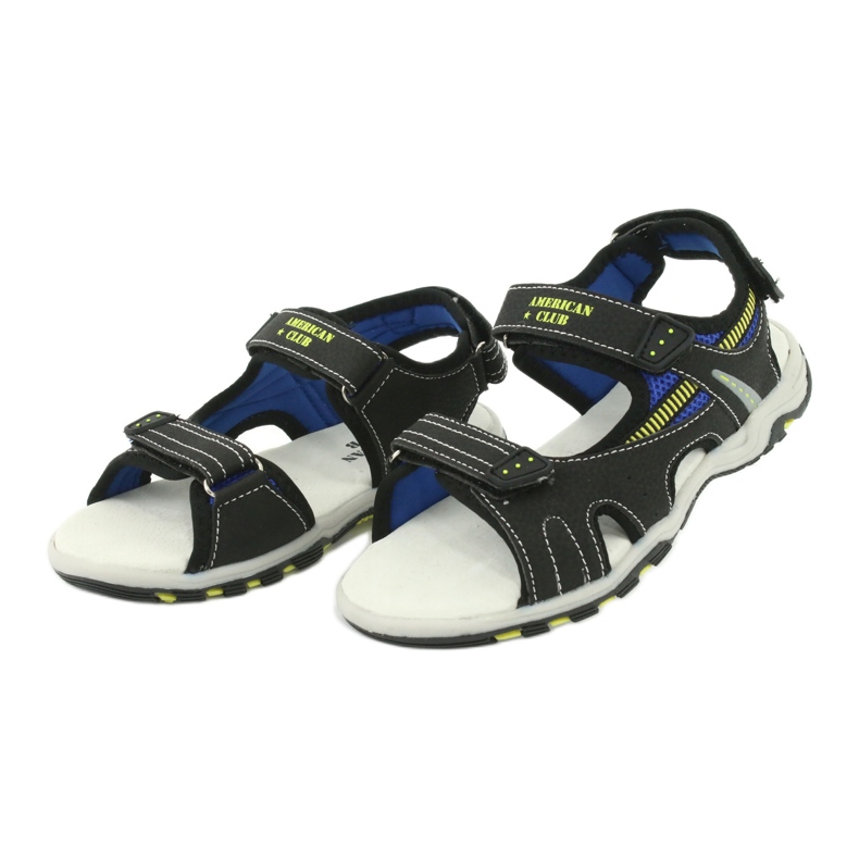 American Club Insert en cuir sandales de sport garçons rl30 / 20 noir 2