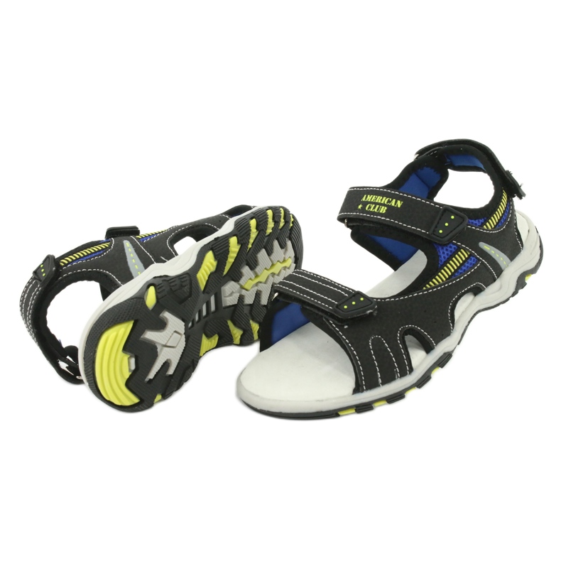 American Club Insert en cuir sandales de sport garçons rl30 / 20 noir 3