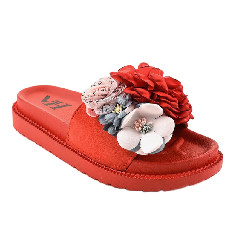 Chaussons rouges à fleurs PT-109 1