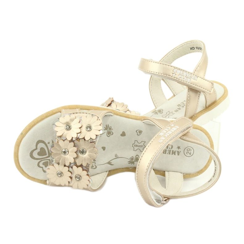 Sandales or avec des fleurs et des paillettes American Club XD10 / 20 d'or 4