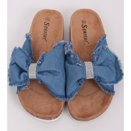 Chaussons en toile sur le liège BG60P Bleu clair 1