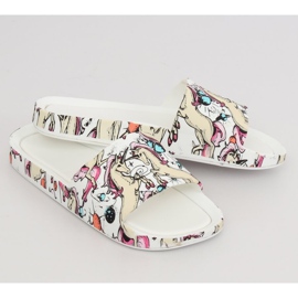 Chaussons Licorne Blanc CK83 Blanc blanche multicolore 1