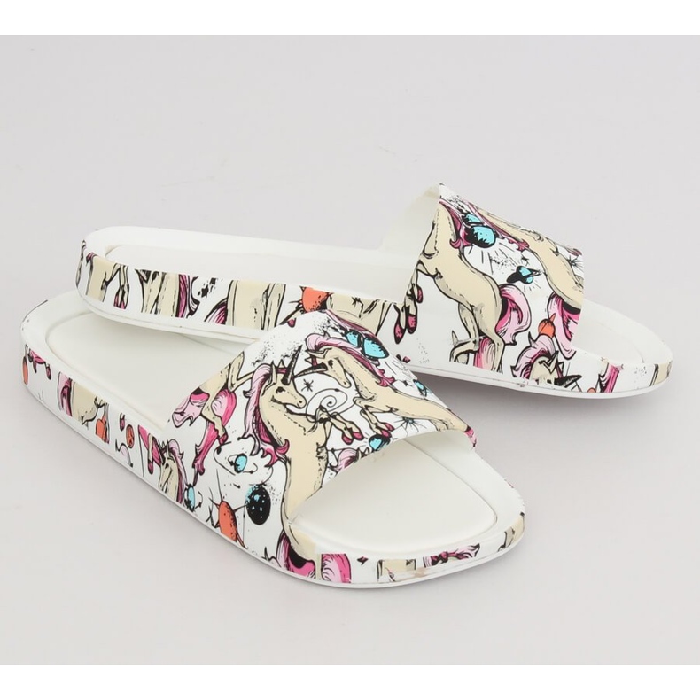 Chaussons Licorne Blanc CK83 Blanc blanche multicolore 1 Chaussons Licorne Blanc CK83 Blanc blanche multicolore 1
