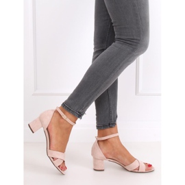 Sandales à talons beige et rose F189P Beige brun 2