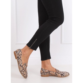 Mocassins femme peau de serpent T356P Snake Beige 1