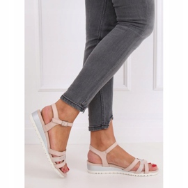 Sandales sur un bas compensé beige et rose NS113P Nude 1 Sandales sur un bas compensé beige et rose NS113P Nude 1