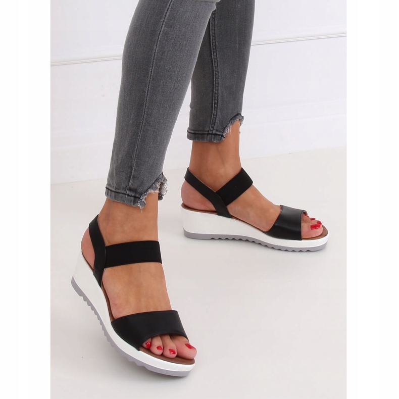 Sandales noires à talon compensé NS101P Noir le noir 2