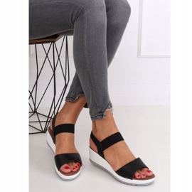 Sandales noires à talon compensé NS101P Noir 1