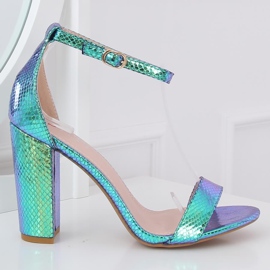 Sandales à talons holographiques TU135P Vert bleu 2