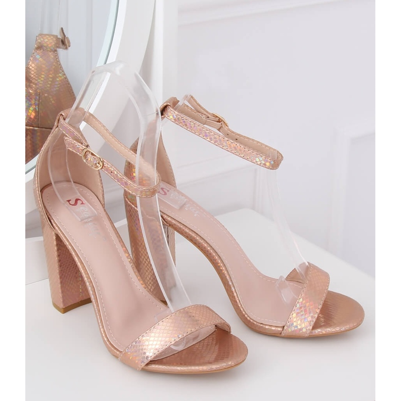 Sandales à talons holographiques TU135P Champagne multicolore jaune 1