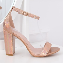 Sandales à talons holographiques TU135P Champagne multicolore jaune 2