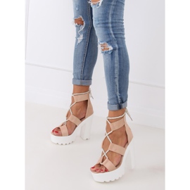 Sandales sur la plateforme beige et rose NS120 Beige 1