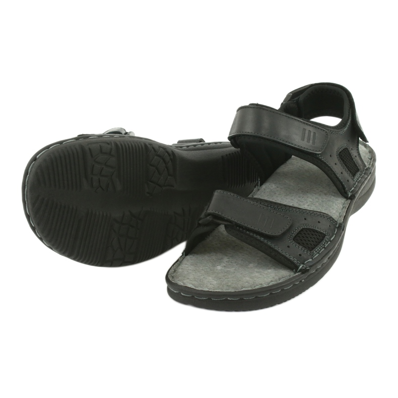 Sandales de sport confortables American Club CY13 / 20 en cuir noir 4