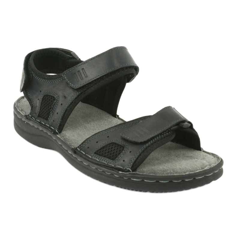Sandales de sport confortables American Club CY13 / 20 en cuir noir 1
