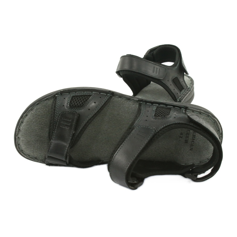 Sandales de sport confortables American Club CY13 / 20 en cuir noir 5