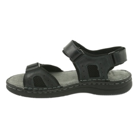 Sandales de sport confortables American Club CY13 / 20 en cuir noir 2