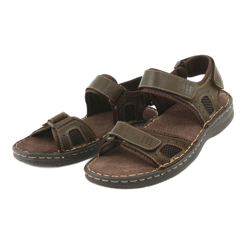 Sandales de sport confortables American Club CY13 / 20 en cuir brun 3