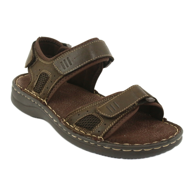 Sandales de sport confortables American Club CY13 / 20 en cuir brun 1