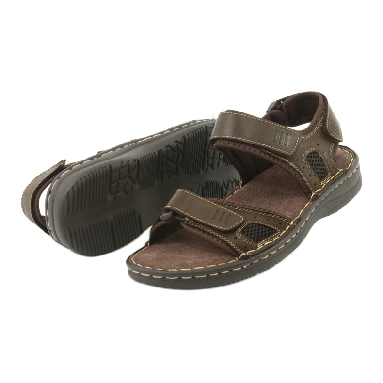 Sandales de sport confortables American Club CY13 / 20 en cuir brun 4