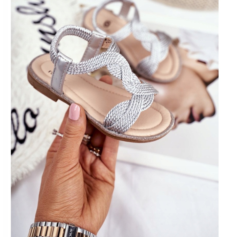 FRROCK Sandales Lamado argentées pour enfants gris 2