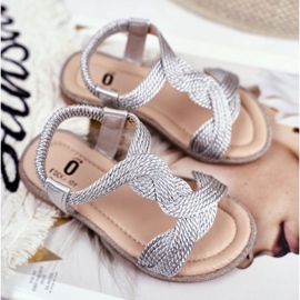 FRROCK Sandales Lamado argentées pour enfants gris 1