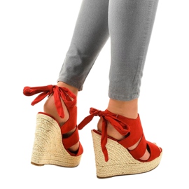 Sandales compensées espadrilles rouges 77-77 3