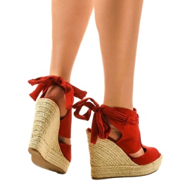 Sandales compensées espadrilles rouges 77-20 3