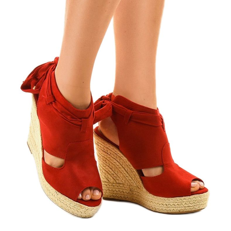 Sandales compensées espadrilles rouges 77-20 1
