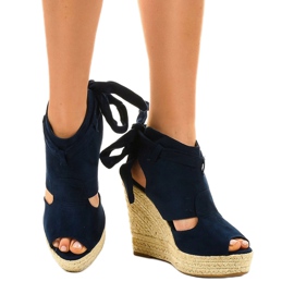 Sandales compensées espadrilles bleu marine 77-20 1