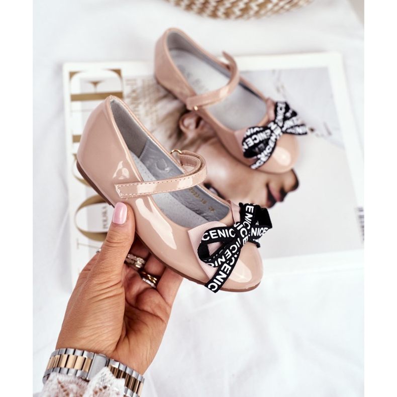 S.Barski Ballerines Enfant Beige avec Velcro Barski Mindi 2