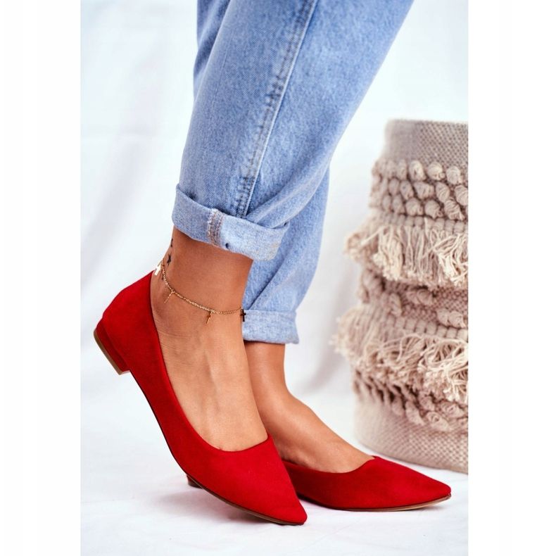 EVE Ballerines Femme En Daim Spitz Rouge Westley 1