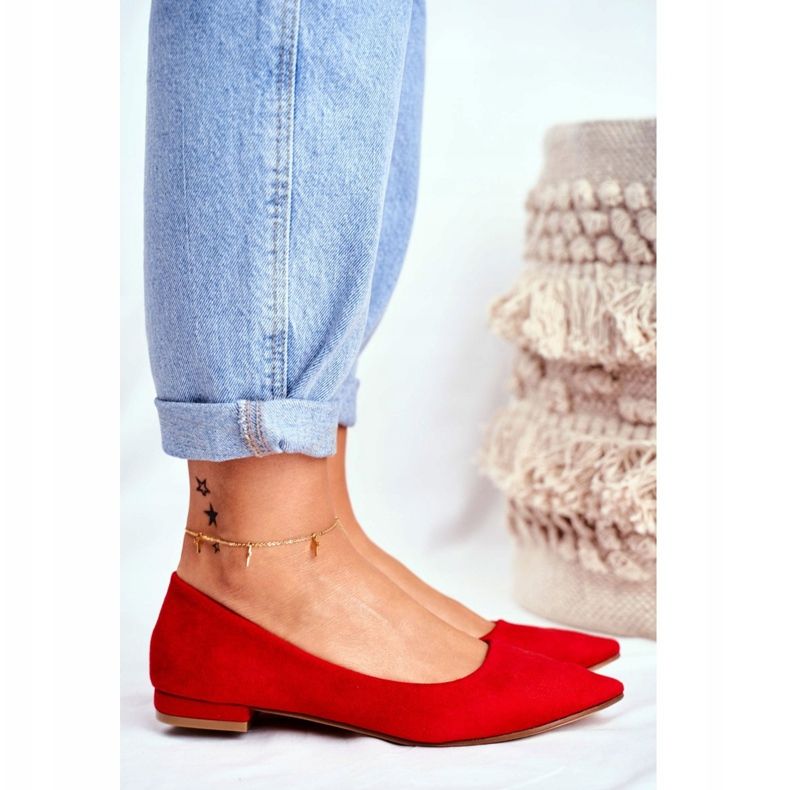 EVE Ballerines Femme En Daim Spitz Rouge Westley 2