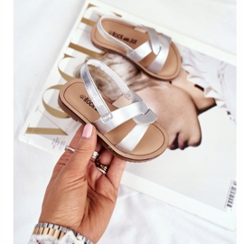 FRROCK Sandales à enfiler pour enfants avec une bande élastique Silver Bambino gris 2