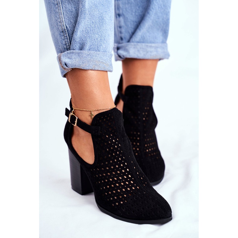 Bellucci Bottines Femme Talon Daim Ajouré Noir Morrena 2