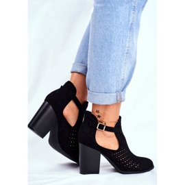 Bellucci Bottines Femme Talon Daim Ajouré Noir Morrena le noir 4
